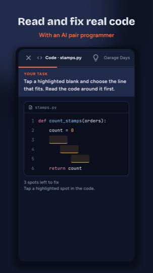 Reviewing code in a mission